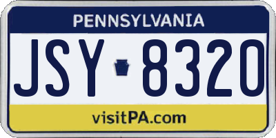 PA license plate JSY8320