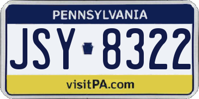 PA license plate JSY8322