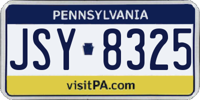 PA license plate JSY8325