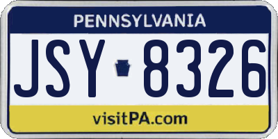 PA license plate JSY8326