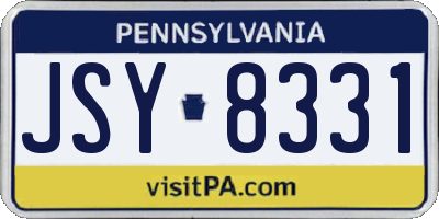PA license plate JSY8331