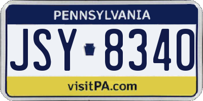 PA license plate JSY8340