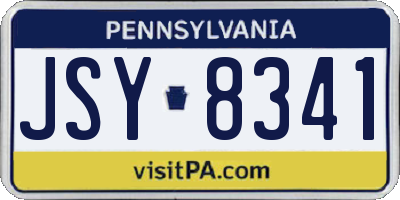PA license plate JSY8341