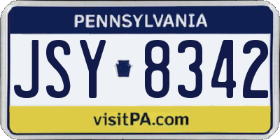 PA license plate JSY8342