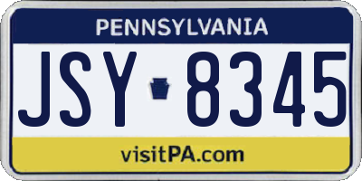 PA license plate JSY8345