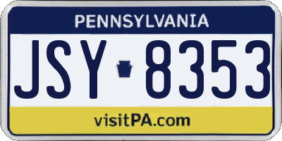 PA license plate JSY8353