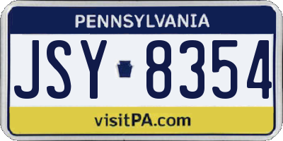 PA license plate JSY8354