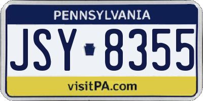 PA license plate JSY8355