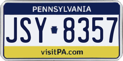PA license plate JSY8357