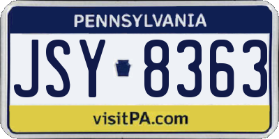 PA license plate JSY8363