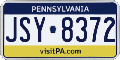 PA license plate JSY8372
