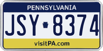 PA license plate JSY8374