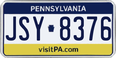 PA license plate JSY8376
