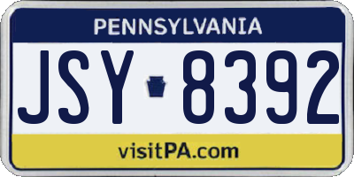 PA license plate JSY8392