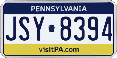 PA license plate JSY8394