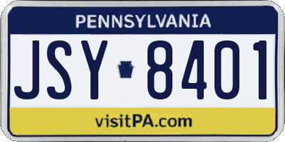 PA license plate JSY8401