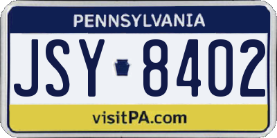 PA license plate JSY8402