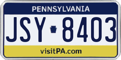 PA license plate JSY8403