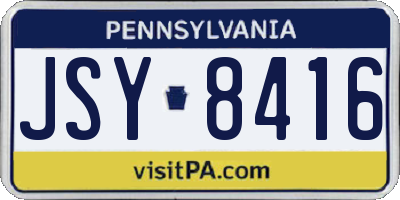 PA license plate JSY8416