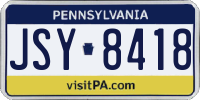PA license plate JSY8418