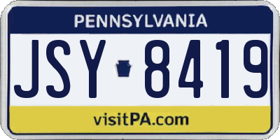 PA license plate JSY8419