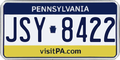 PA license plate JSY8422