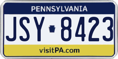 PA license plate JSY8423