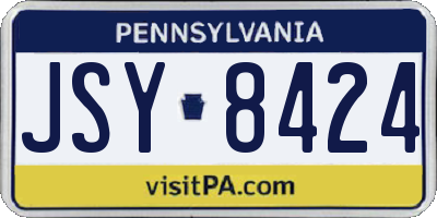 PA license plate JSY8424