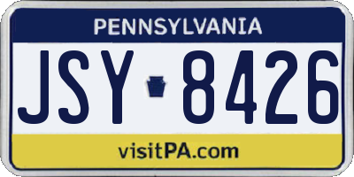 PA license plate JSY8426