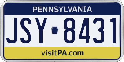 PA license plate JSY8431
