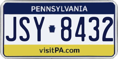 PA license plate JSY8432