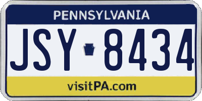 PA license plate JSY8434