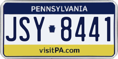 PA license plate JSY8441