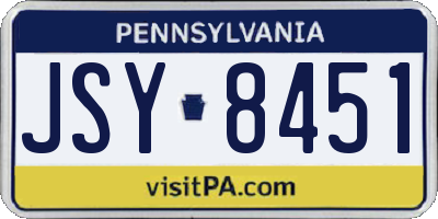 PA license plate JSY8451