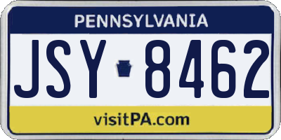 PA license plate JSY8462