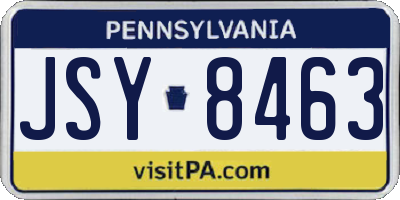 PA license plate JSY8463