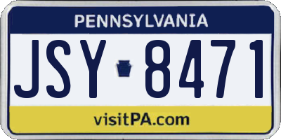 PA license plate JSY8471