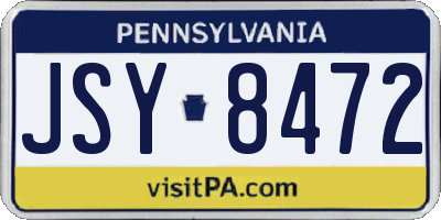 PA license plate JSY8472