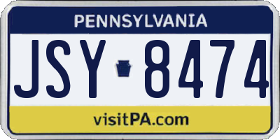 PA license plate JSY8474