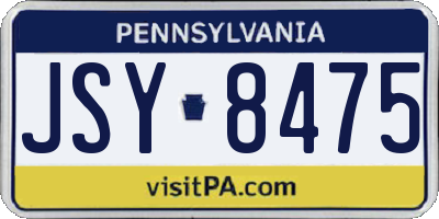 PA license plate JSY8475