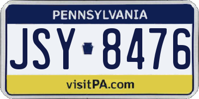 PA license plate JSY8476