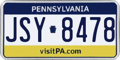 PA license plate JSY8478