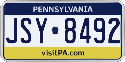PA license plate JSY8492