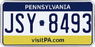 PA license plate JSY8493