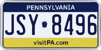 PA license plate JSY8496