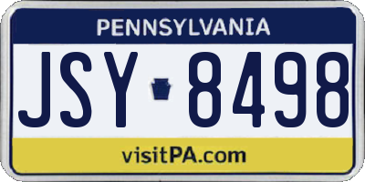 PA license plate JSY8498