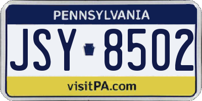 PA license plate JSY8502