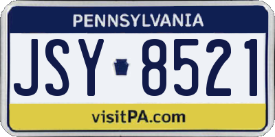 PA license plate JSY8521