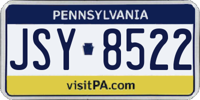 PA license plate JSY8522