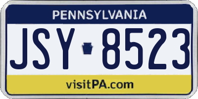 PA license plate JSY8523